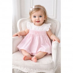Deolinda Pink And White Striped Dress & Bloomers