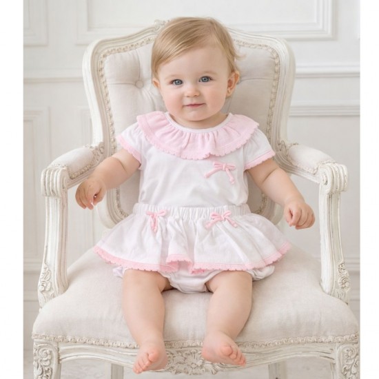 Deloinda White And Pink Top And Jam Pants Set