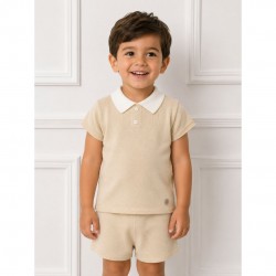 Granlei Beige Knitted Top And Shorts Set