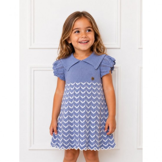 Granlei Blue And White Zig Zag Dress