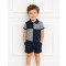 Granlei Navy And White Striped Knitted Shorts Set