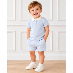 Granlei Baby Blue Knitted Top And Shorts Set
