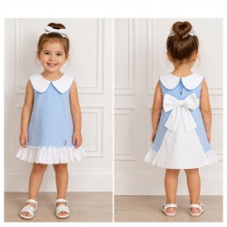 Granlei Blue Knitted Dress With Tulle Bow
