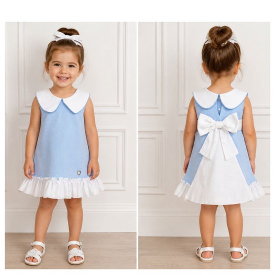 Granlei Blue Knitted Dress With Tulle Bow