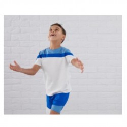Colour Block T-Shirt & Shorts Set In Blue/White