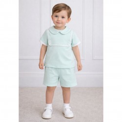 Boy mint green sailor short set