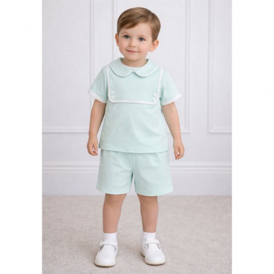 Boy mint green sailor short set