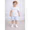 Little Nosh Blue And White Chest Panel Short Set