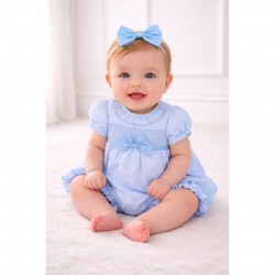 Blue Romper With Bow Detailing