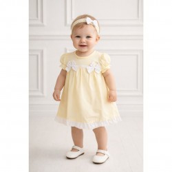 Yellow Dress With White Bows And Headband
