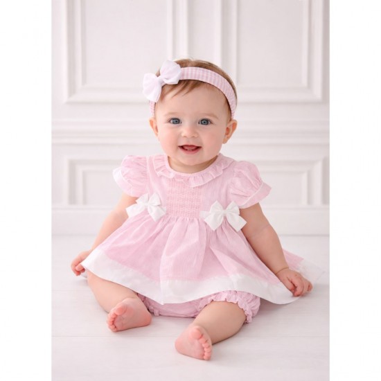 Pink And White Striped Dress With Headband
