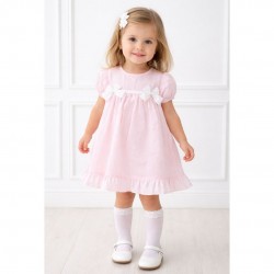 Pink Dress With White Bows And Headband