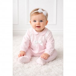 Little Nosh Pink And White Babygrow
