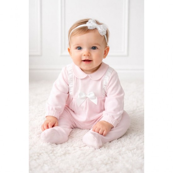 Little Nosh Pink And White Babygrow