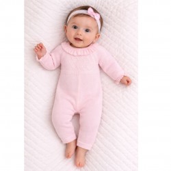 Little Nosh Pink Knitted Footless Babygrow