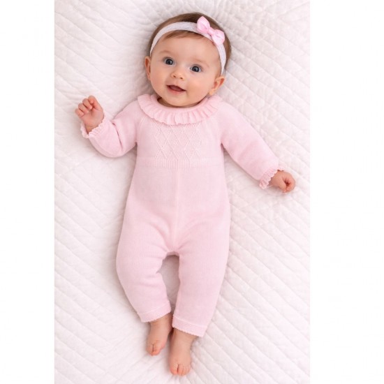 Little Nosh Pink Knitted Footless Babygrow