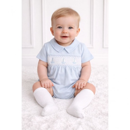 Little Nosh Blue Boat Romper