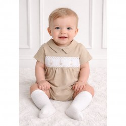 Little Nosh Beige Boat Romper