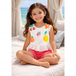 Pre Order Mayoral White Fruit Top And Short Set