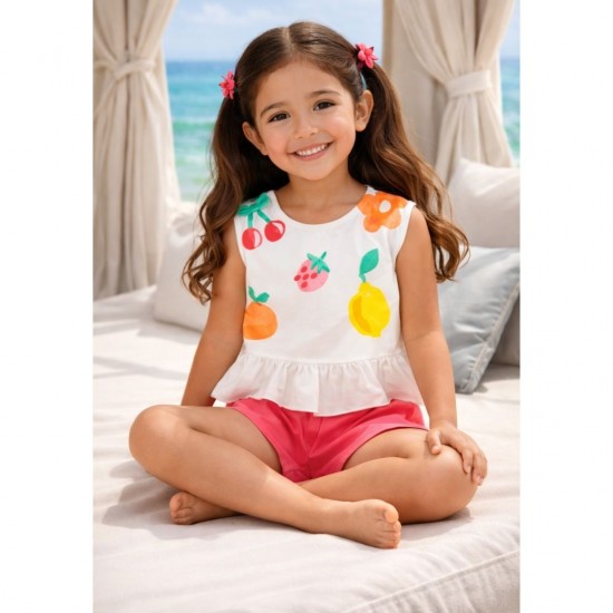 Pre Order Mayoral White Fruit Top And Short Set