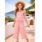 Pre Order Mayoral Pink Lace Patterned Top And Trouser Set