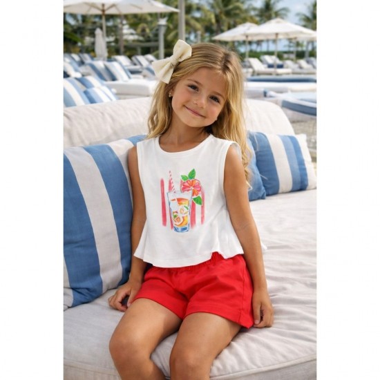 Pre Order Mayoral White And Red Short Set