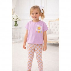 Pre Order Mayoral Lilac T Shirt And Patterned Legging Set