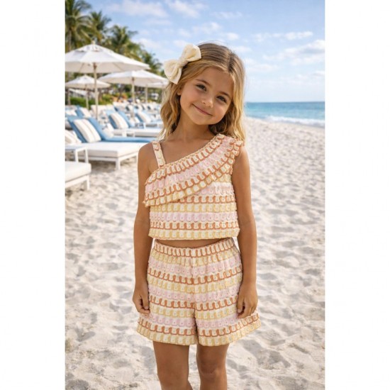 Mayoral Lilac Crocheted Short Set