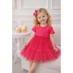 Mayoral Hot  Pink Dress With Tulle Skirt