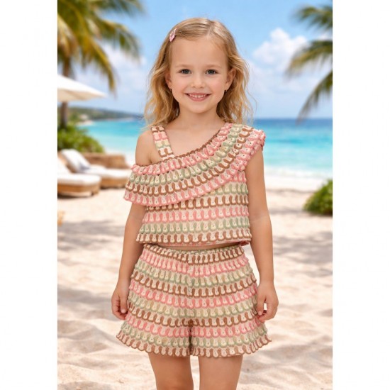 Mayoral Cream Crocheted Short Set