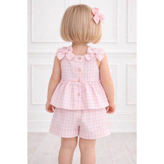Gingham pink and white short set
