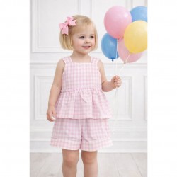 Gingham pink and white short set