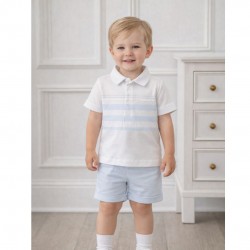 Pastels & Co Blue And White Polo Shirt Set