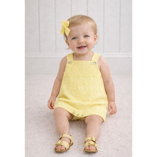 PEX Lemon Knitted Romper With Spotty Pattern
