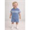 PEX Dusky Blue Knitted Polo Shirt And Shorts Set