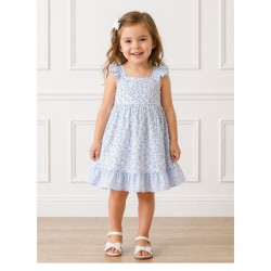 Rapife White And Blue Patterened Dress 