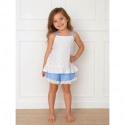 Rapife White And Blue Floral Top And Shorts Set