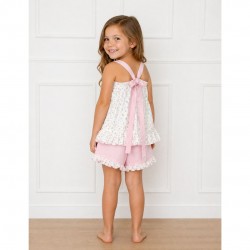 Rapife White And Pink Floral Top And Shorts Set