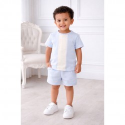 Tutto Piccolo Blue T Shirt WIth White Panel And Shorts Set