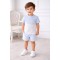 Tutto Piccolo Blue And White Pannelled T Shirt And Striped Shorts