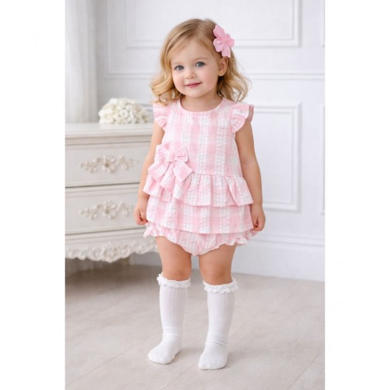 Tutto Piccolo Pink And White Striped Top And Briefs Set