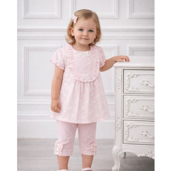 Tutto Piccolo Pink Striped And Spotty Top And Leggings Set
