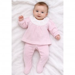 Calamaro Pink Top And Footed Trouser Set
