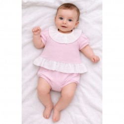Calamaro Pink And White Top And Jam Pants Set
