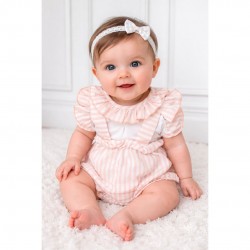 Calamaro Peach and White Striped Top And Jam Pants Set