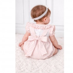 Calamaro Peach and White Striped Top And Jam Pants Set