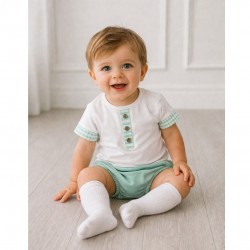 Calamaro White And Mint T Shirt And Jam Pants Set