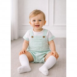 Calamaro White And Mint Top And Dungarees