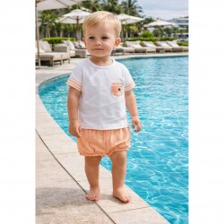 Calamaro White And Orange T Shirt And Jam Pants Set