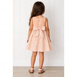 Calamaro Orange And White Striped Dress